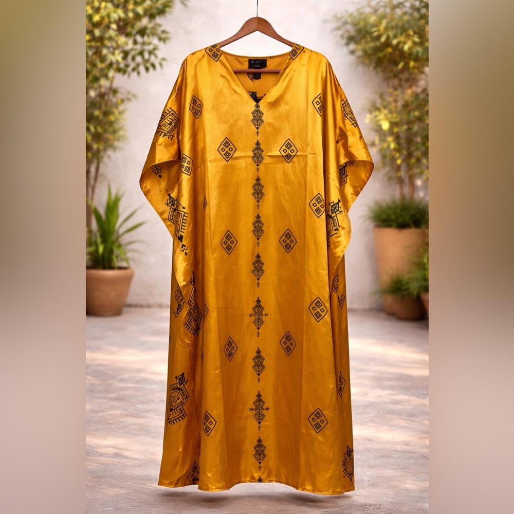 Elegant Gold Kaftan Dress
